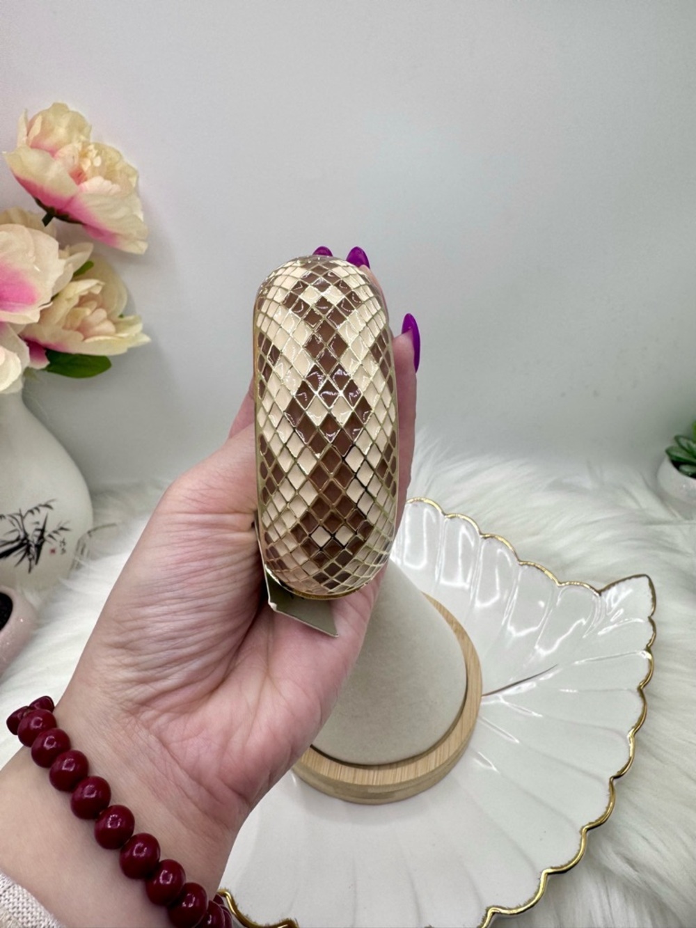 Gold Tone Mosaic Tile Wide Bangle Bracelet Statement  Nordstrom - Picture 7 of 8